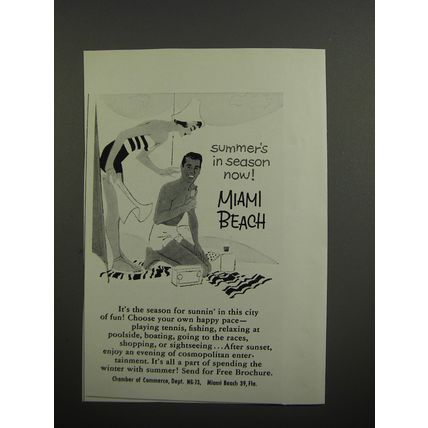 1957 Miami Beach Florida Ad - Summer's in season now!