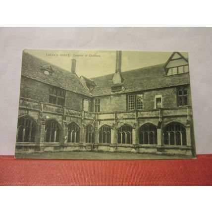 EXTERIOR OF CLOISTERS, LACOCK ABBEY WILTSHIRE unused antique postcard /