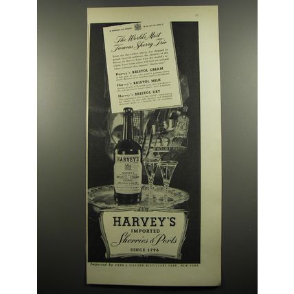 1955 Harvey's Sherries Ad - The world's most famous Sherry trio
