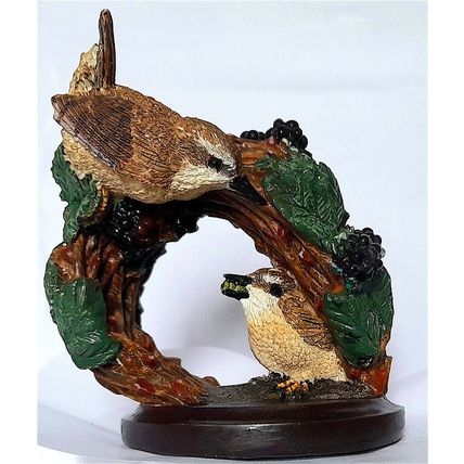 CERAMIC FIGURINE - THE WREN, NEST & CHICK by COUNTRY BIRD COLLECTIONS 9 x 9 cm