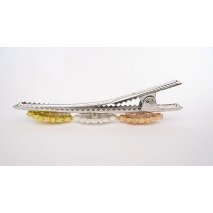 Slim 2.25 inch silver rose gold filigree alligator hair clip fine thin hair