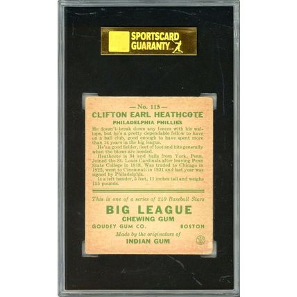 1933 Goudey Cliff Heathcote #115 SGC 2 P1360