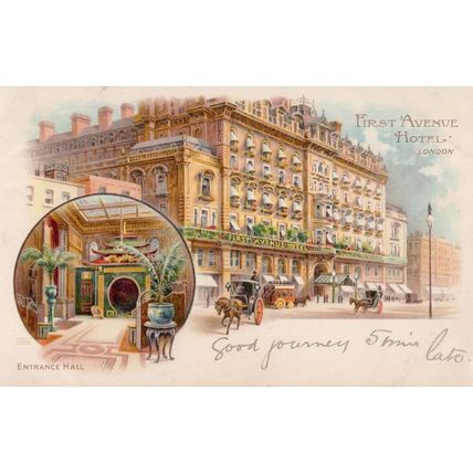 First Avenue Hotel London Reception Hall Advertising Postcard
