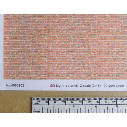 Papier rouge brique clair pour O gauge - échelle 1:48 -feuille A4 (297 x 210 mm)