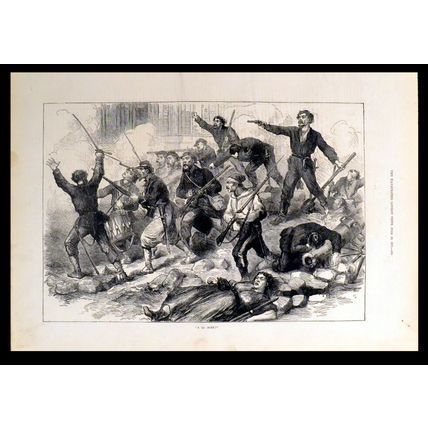 A LA MORT 1871 Paris Commune - Soldiers - Rifles VICTORIAN ENGRAVING