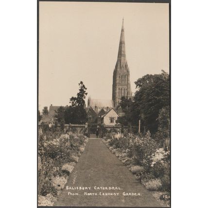 Salisbury Cathedral from North Canonry Garden, Wiltshire, c.1920 - RP Postcard