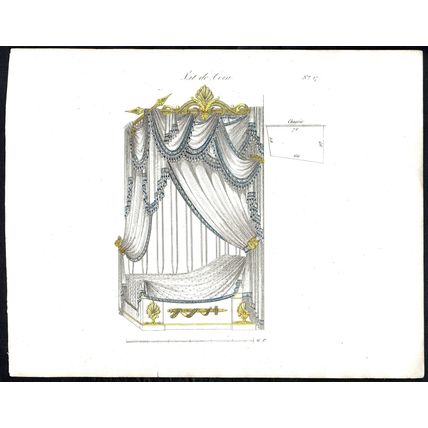 LIT DE COIN 1850 Bed ANTIQUE PRINT