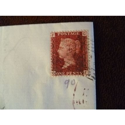 GB QV 1d Red stamp 90 cover Laurencekirk Aberdeen North of Scotland Bank FG GF