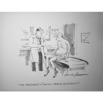 Original Bernard Schoenbaum cartoon art for The New Yorker, 1995