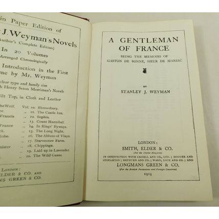 Antique Leather Bound Book Gentleman Of France S Weyman Gaskell Evans Family