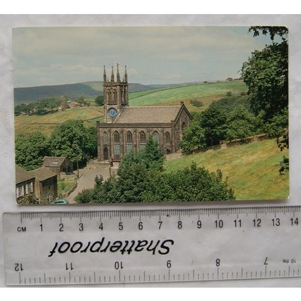 old postcard Saddleworth Church of St Chad