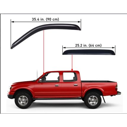 Lightronic Visors Vent , 4-Pieces Set, Fits 2001-2004 Toyota Tacoma, Double Cab