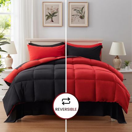 Anluoer Queen Comforter Set 7 Piece, Reversible Bed in a Bag Queen Size, Lightwe