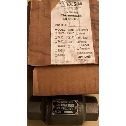 3/4" NPT NICHOLSON TA650,NICHOLSON TA 650 THERMO DYNAMIC STEAM Trap 600PSIG,AL