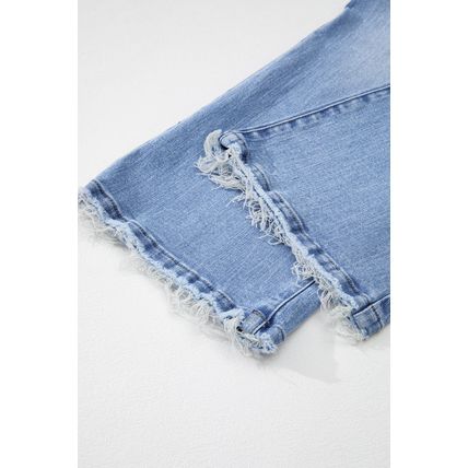 Beau Blue Mineral Wash Raw Hem High Waist Flared Jeans