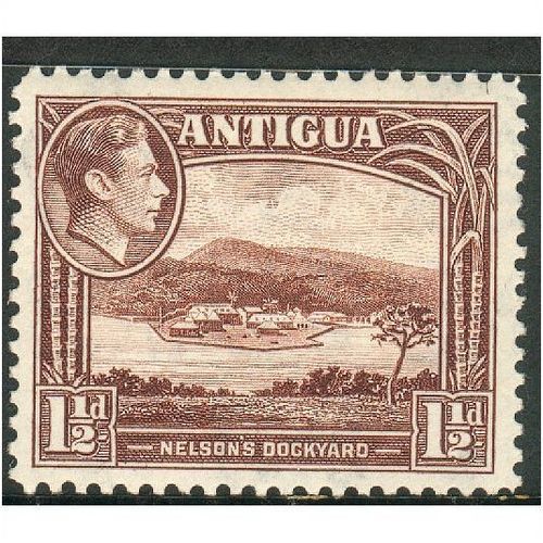 Antigua stamps 1938 - Nelson's Dockyard 1&1/2d SG 100a - mint hinged