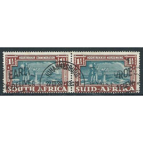 South Africa 1938 SG81 1 1/2d Greenish Blue & Brown VOORTREKKER Fine Used PAIR .