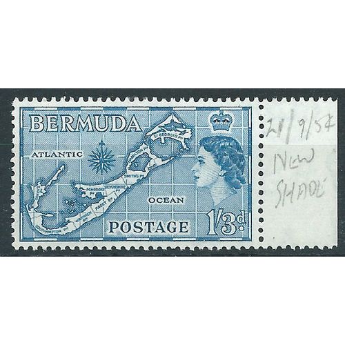 Bermuda 1962 SG145bc 1/3d Bright Blue Mounted Mint....