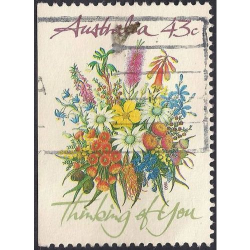 AUSTRALIA, FLOWERS, Greetings Bouquet, white 1990, 27c