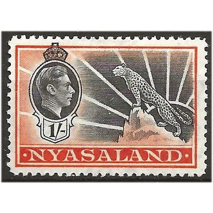 Nyasaland 1938 SG138 1/- Black & Orange Mounted Mint . .. .