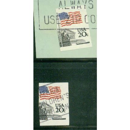 Used 1895 20c U.S. Flag Imperf Single A02146