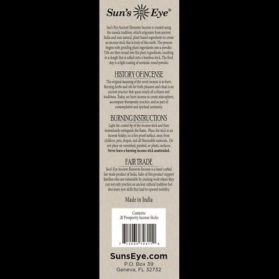 Prosperity, Ancient Elements, 20 Natural Incense Sticks, Sun's Eye