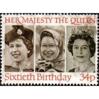 1986 Queen Elizabeth II 60th Birthday, 34p Value. Good used