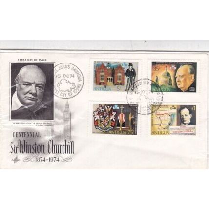 Antigua 1974 Winston Churchill FDC St Johns special cancel unaddressed VGC
