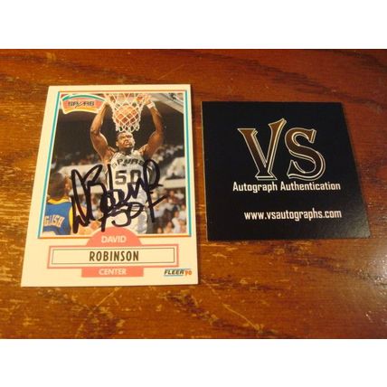 1990 Fleer, Autograph Card, DAVID ROBINSON, HOF, w/COA, Spurs