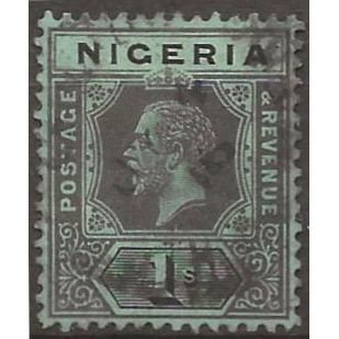 Nigeria 1915 SG7 8c 1/- Black/Blue-Green (Blue-Green Back) Fine Used .
