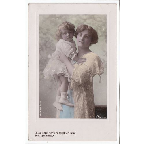Miss Nora Kerin & Daughter 1908 RP Actress Postcard