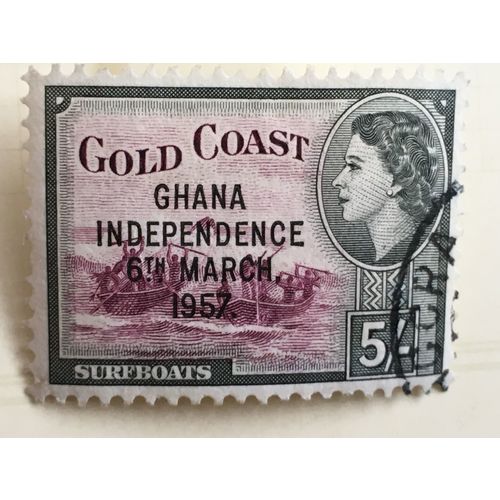 Ghana QEII 1957 Independence 5s Purple & Black Used SG 180 stamp surfboats