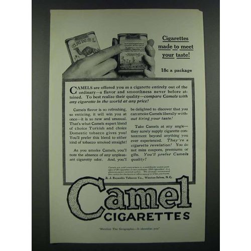 1919 Camel Cigarettes Ad - Made to Meet Your Taste