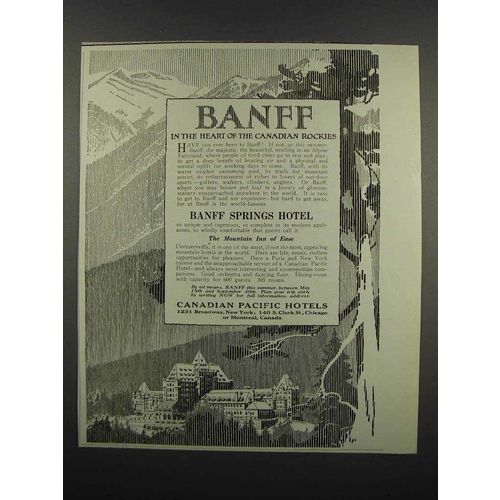 1919 Canadian Pacific Hotels Ad - Heart of the Rockies