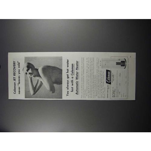 1951 Coleman Automatic Water Heaters Ad - Never Cold
