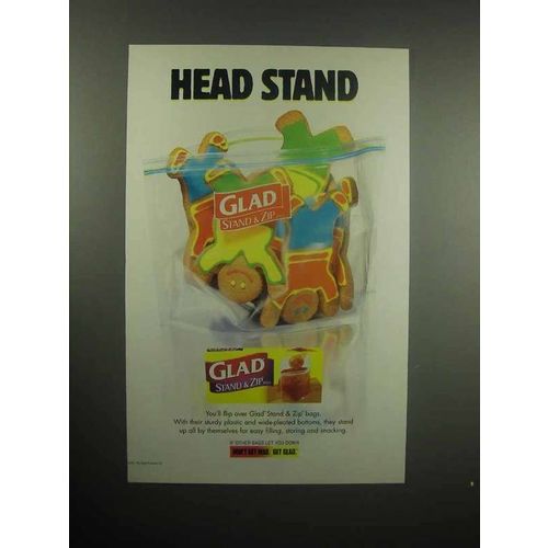 2001 Glad Stand & Zip Bag Ad - Head Stand