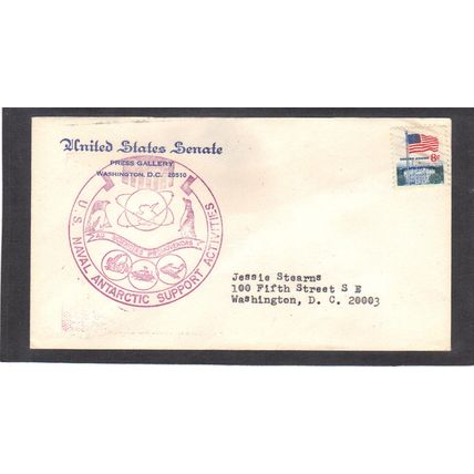 Event Senate Antarctic Support 1338F 8c Flag (Cachet-Typed/A) CV40252