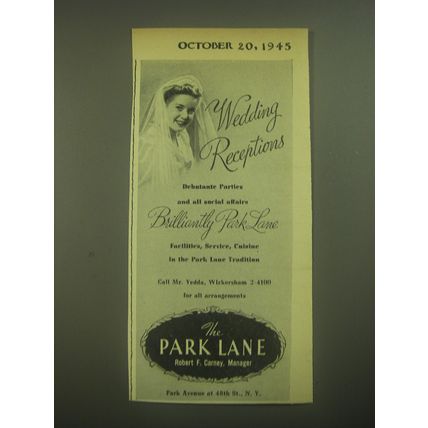 1945 The Park Lane Hotel Ad - Wedding Receptions