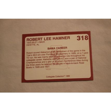 Robert Lee Hamner 1989 Collegiate Collection Alabama's Finest NO. 318