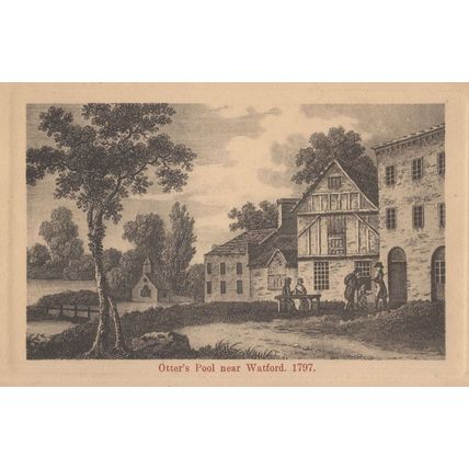 Otters Pool Watford Herts in 1700s Pub Antique Postcard