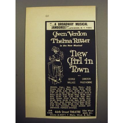 1957 New Girl In Town Play Advertisement - A Broadway musical jamboree