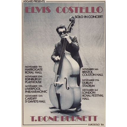 Elvis Costello Live In Concert in 1984 Giant Bass Advertising Postcard