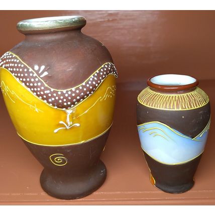 Japanese Moriage Dragon Ware Satsuma Vases Hand Painted Porcelain Pair of 2
