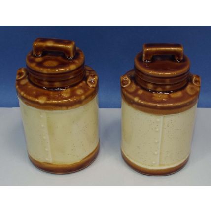 Vintage Salt and Pepper Shakers-4" Brown Ceramic Flower Jugs Made in Japan