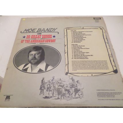 Moe Bandy Sings 20 Great Songs Of The American Cowboy - 1982 Vinyl LP - WW 5118