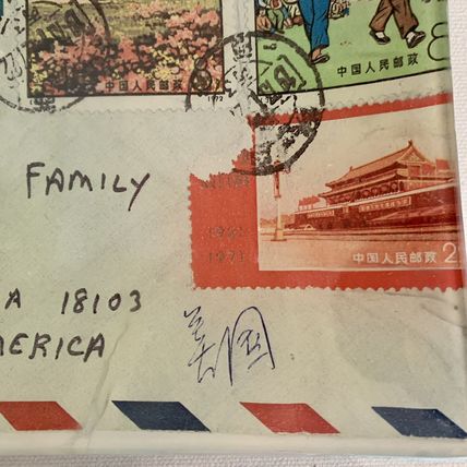 Heidi Rodale Glass Decoupage Tray "Postage Stamps" Robert Rodale Signed 2007 10"