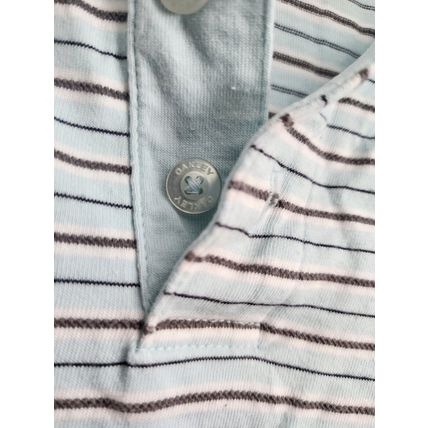 Oakley Men's Light Blue Striped 100% Cotton Short Sleeve Polo Shirt Size L