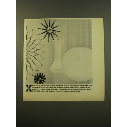 1961 Howard Miller Advertisement - George Nelson Clocks, Bubble lamps