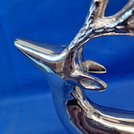 SILVER Metal REINDEER CANDLE Stick HOLDER Christmas Votive Tealight Deer Holiday