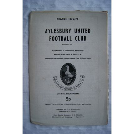 1977 programme Aylesbury United v. Canterbury City